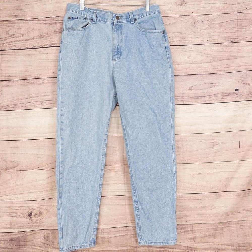 Vintage Lee Mom Jeans Womens 16 Blue Light Wash High Rise Relaxed 32x29.5 USA